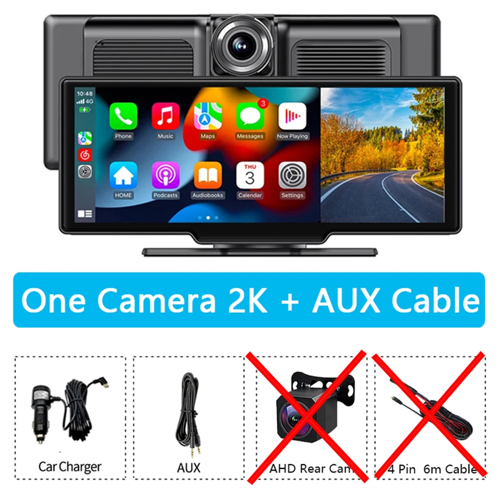 Carplay & Android Auto Car DVR Black Box 10.26 Inch Car Screen Dash Cam Camera Night Vision Video Recorder Car Assecories