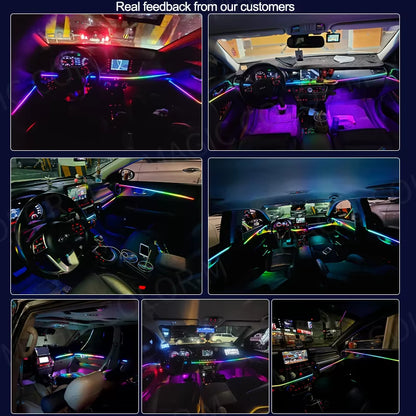 18 in 1 Full Color Streamer Car Ambient Lights RGB 64 Color Universal LED Interior Hidden Acrylic Strip Symphony Atmosphere Lamp