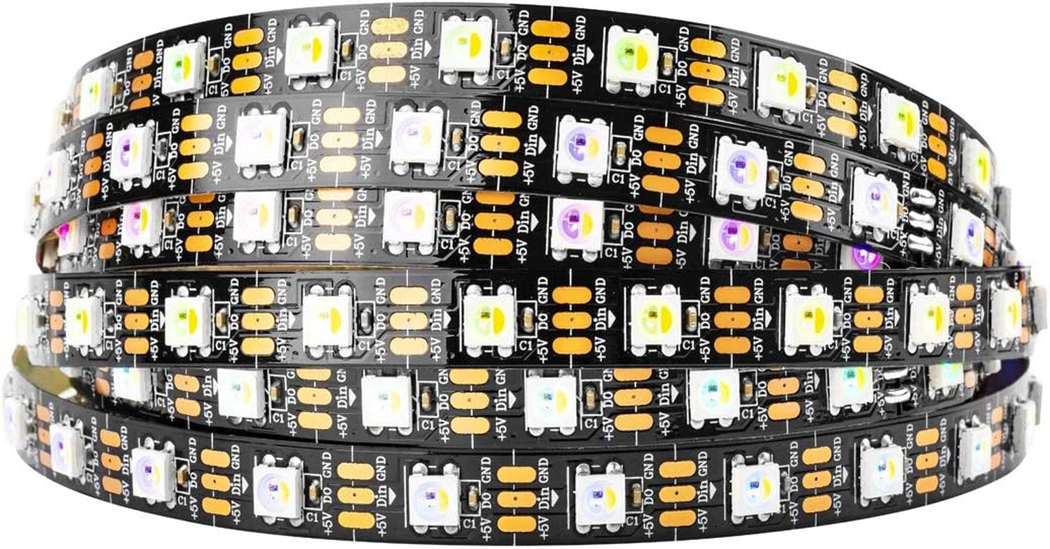 RGBW Rgb+Warm White SK6812 (Similar WS2812B) Individually Addressable 16.4Ft 60Leds/Pixels/M Flexible 4 Colors in 1 LED Dream Color LED Strip IP30 Non-Waterproof DC5V Black PCB