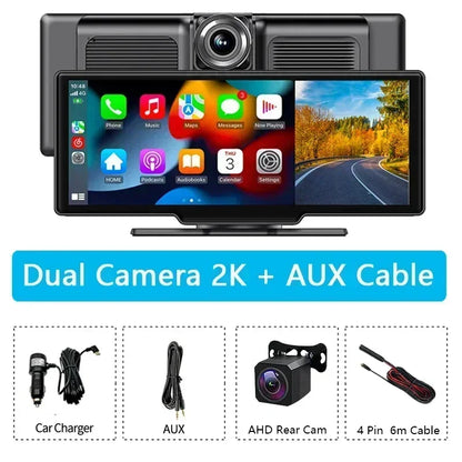 Carplay & Android Auto Car DVR Black Box 10.26 Inch Car Screen Dash Cam Camera Night Vision Video Recorder Car Assecories