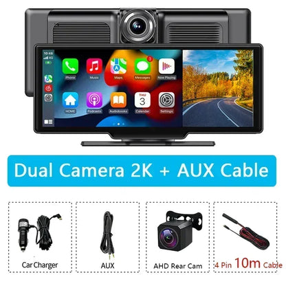 Carplay & Android Auto Car DVR Black Box 10.26 Inch Car Screen Dash Cam Camera Night Vision Video Recorder Car Assecories