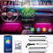 Interior Car Lights, App Control Smart Car LED Lights with DIY Mode and Music Mode, Waterproof LED Interior Lights with 2 Lines Design, RGB under Dash Car LED Lights with Car Charger, DC 12V