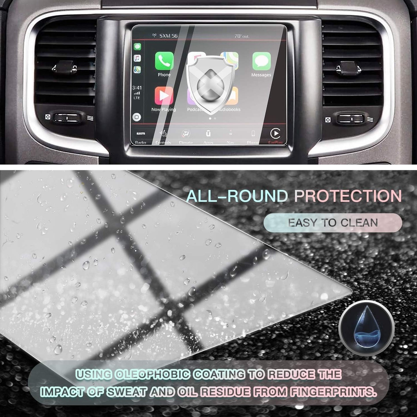 Car Screen Protector Center Control Navigation Touch Screen Protector for 2013-2018 Dodge RAM 1500/2500/ 3500 Uconnect, Tempered Glass HD Scratch Resistance (2013-2018 RAM 8.4 Inch)