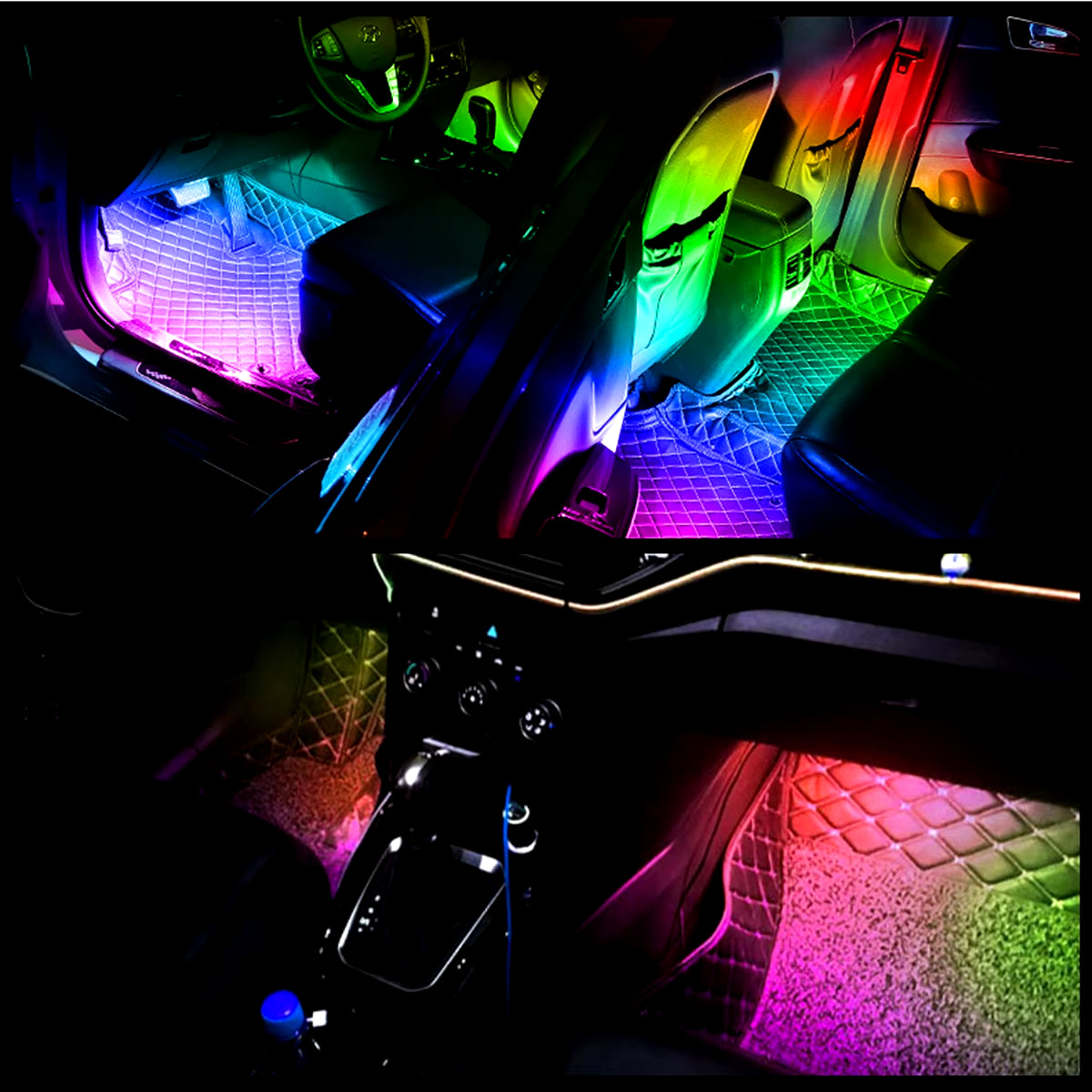 4In1 Symphony Car Foot Lamp USB App Control Led Interior Light Decorative Hidden Atmosphere Lights Car Ambient Lights Neon Light