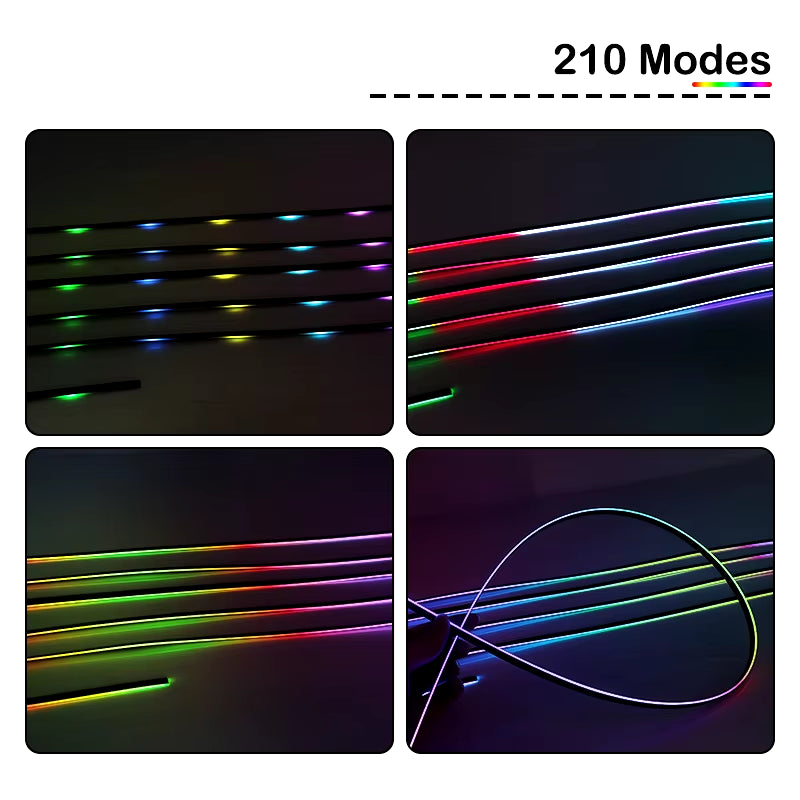 18 in 1 Full Color Streamer Car Ambient Lights RGB 64 Color Universal LED Interior Hidden Acrylic Strip Symphony Atmosphere Lamp